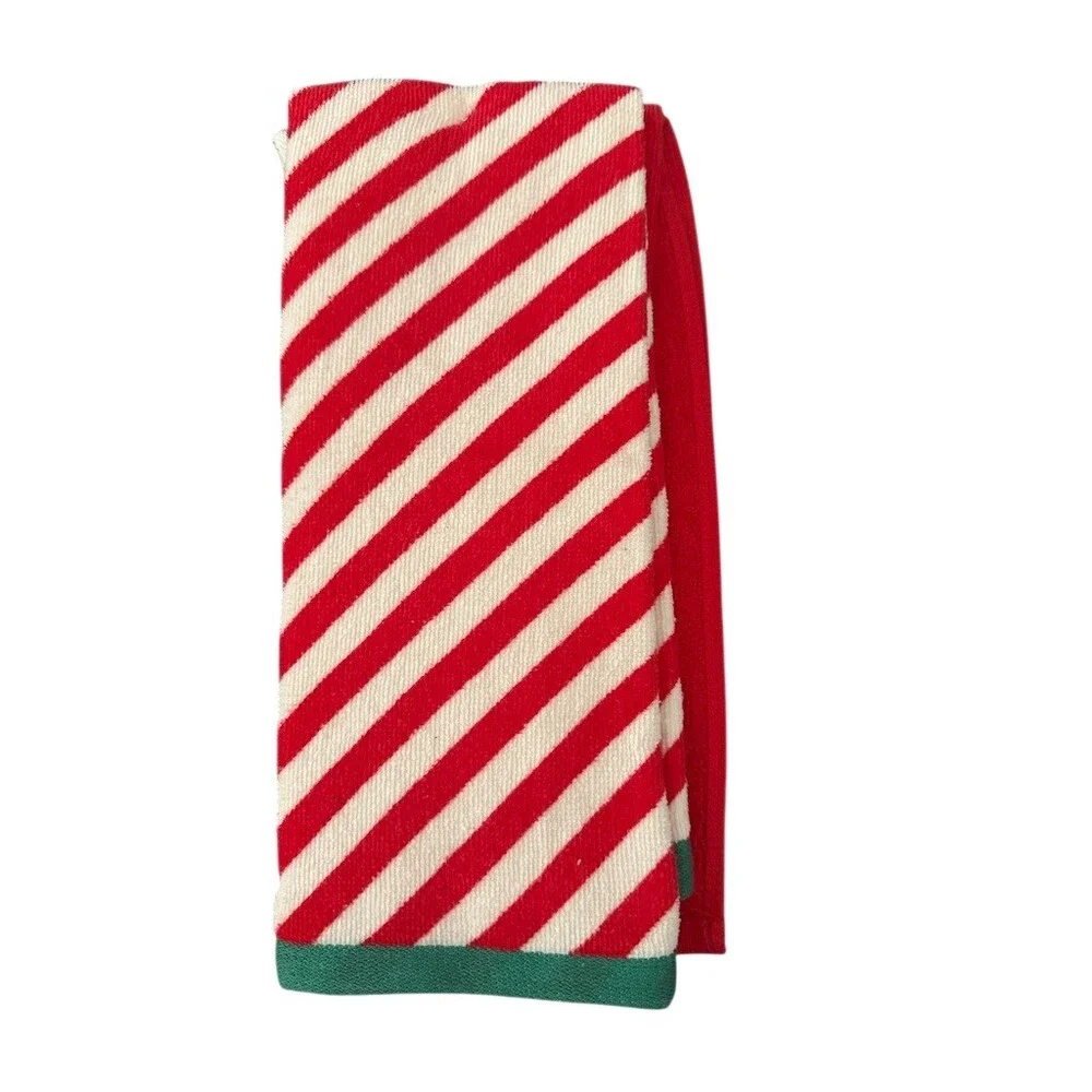 Wondershop Christmas Hand Towel Set 2pc Candy Cane Stripe Embroidered